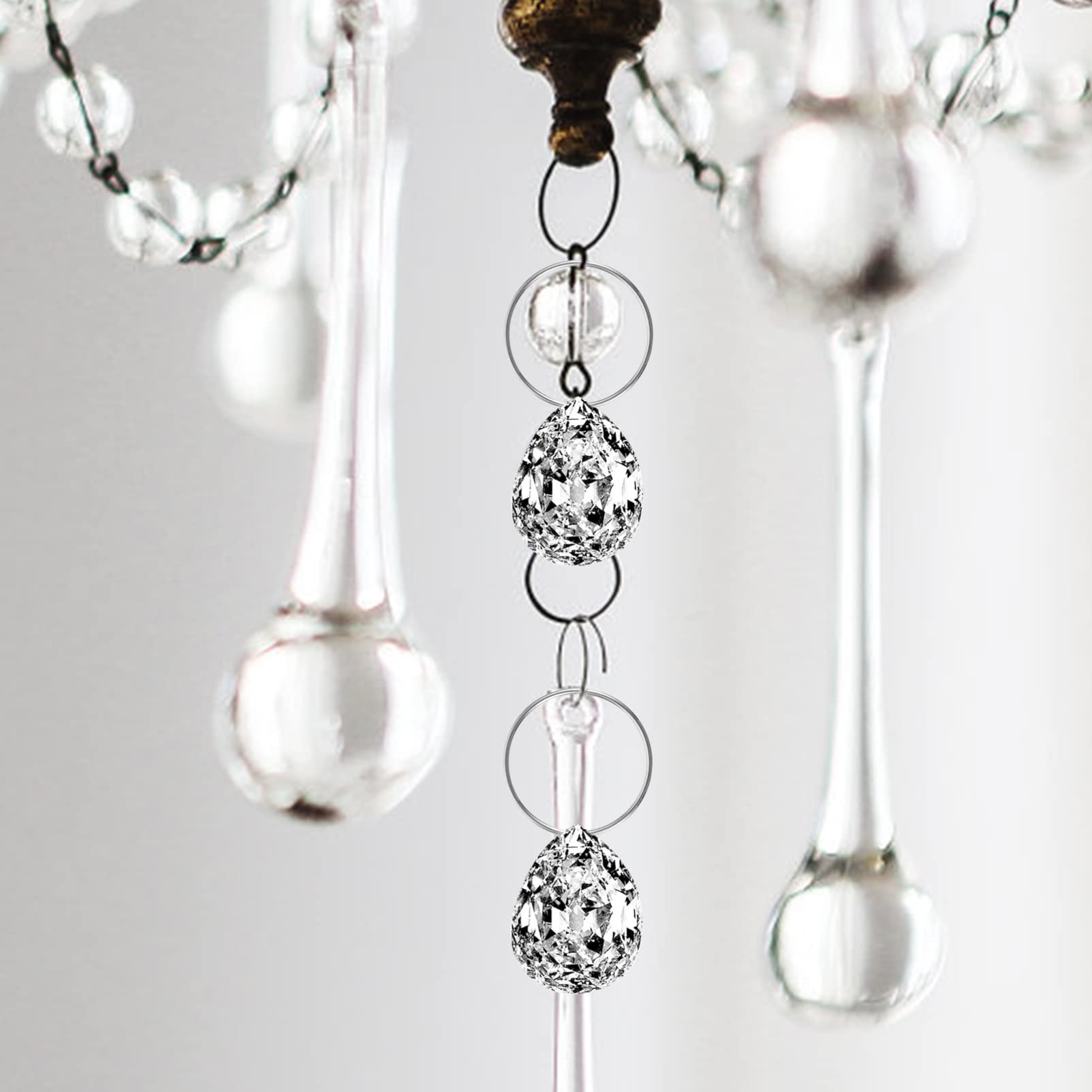 Uonlytech 100pcs Connection Rings for DIY Chandeliers Beads Connector Smooth and Glossy Chandelier Hooks for Curtains and Decorations