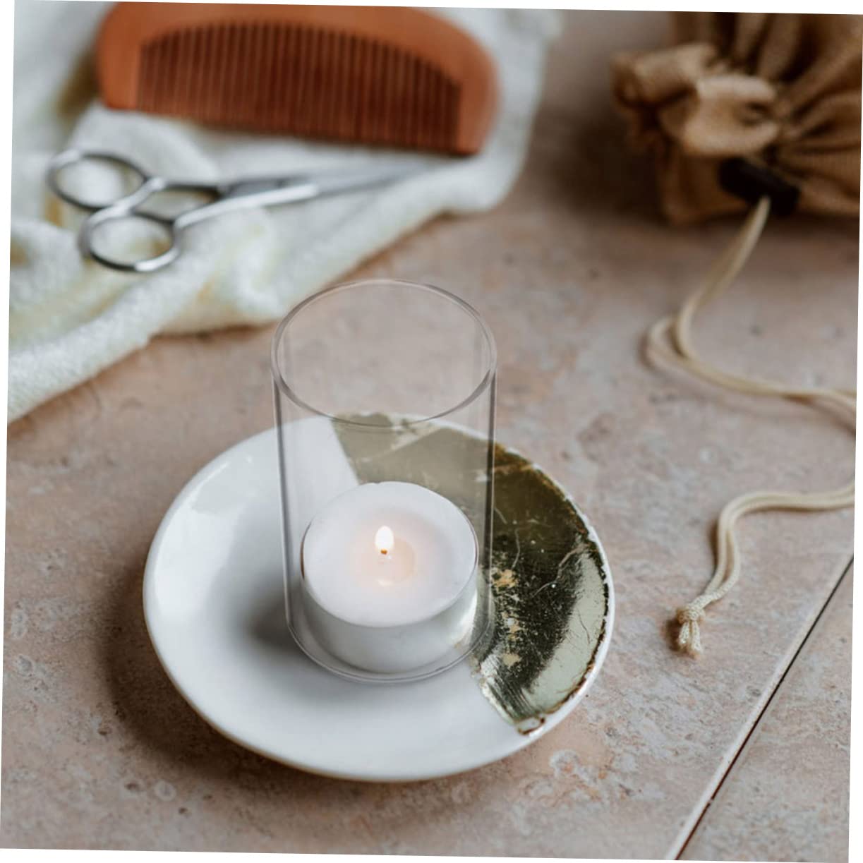 VICASKY 4 Set Candele in Vetro Trasparente Antivento