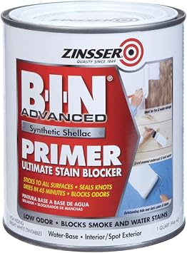 Zinsser PRIMER BIN ADVANCED QT - 1 Quart - Acrylic - Matte - Low Odor - 250 sq ft/quart - Interior/Exterior - 4 Count - Water Resistant