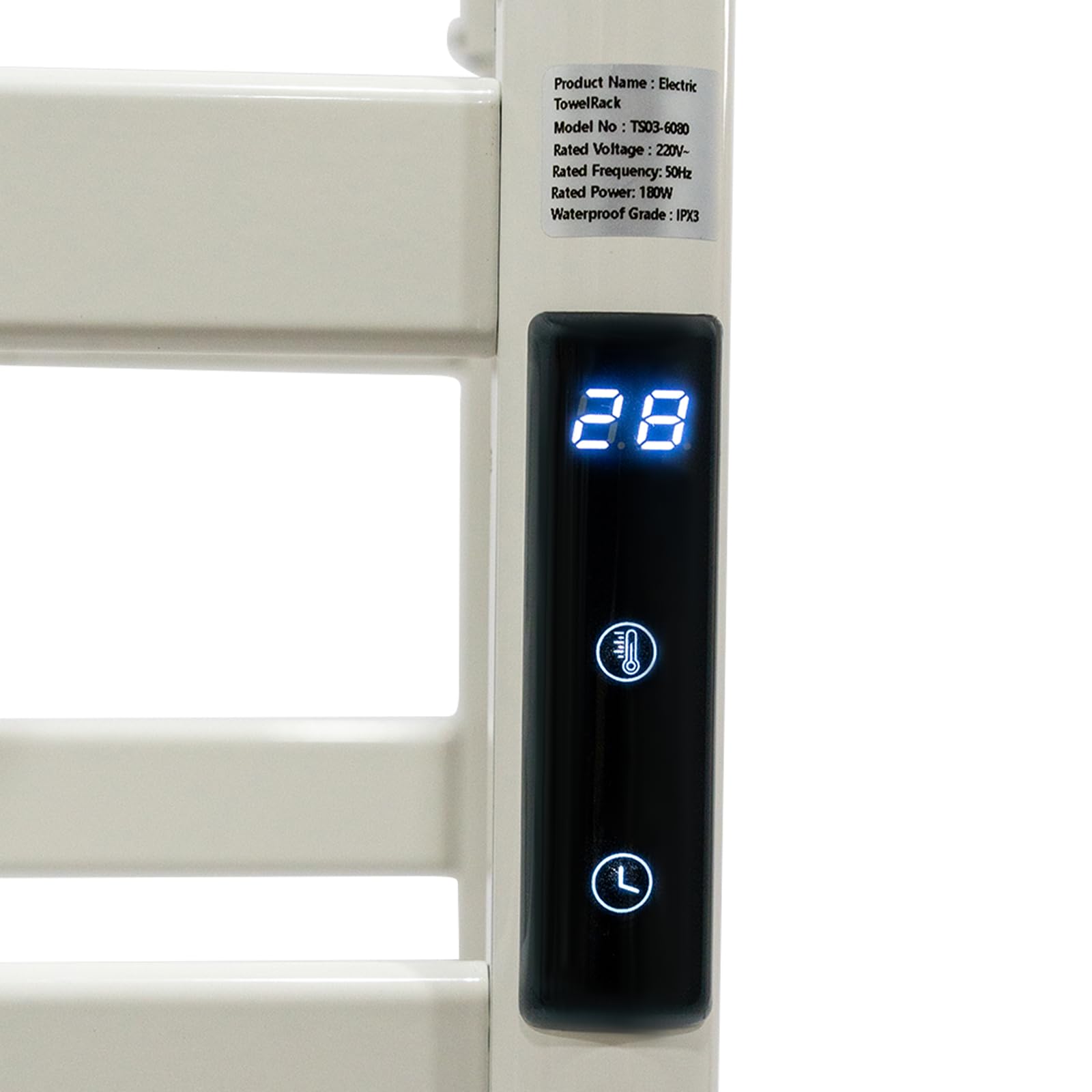 Badheizkörper, Heizkörper Bad, 45-60℃ Handtuchheizkörper, 180W Badheizkörper Handtuchhalter, Handtuchtrockner mit Digitalem Thermostat mit Timer und Heizstab, 60 * 43 * 90.5cm