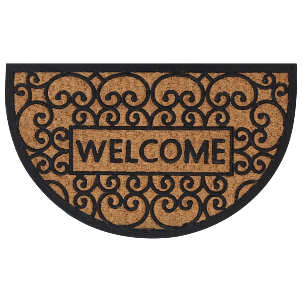 Felpudo semicircular 45 x 75 cm de goma y fibra de coco antideslizante para entrada, pasillo, terraza y jardín, resistente, impermeable, fácil de limpiar