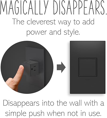 Miniatura 2 de Legrand adorne ARPTR151GG2WP - Toma de corriente emergente de 1 banda de 15 amperios en grafito con placa de pared a juego, ARPTR151GG2WP