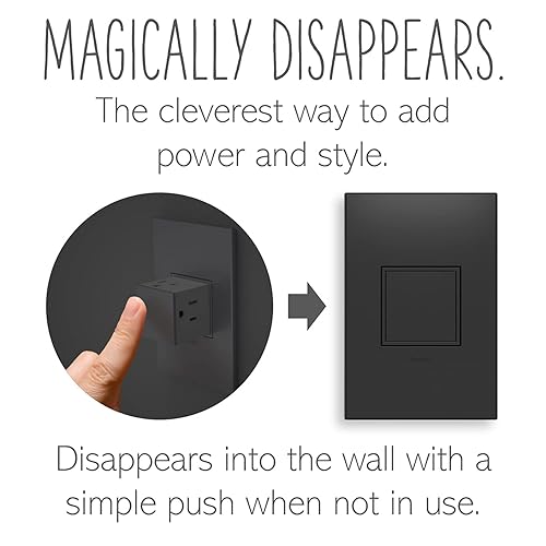 Miniatura 2 de Legrand adorne ARPTR151GG2WP - Toma de corriente emergente de 1 banda de 15 amperios en grafito con placa de pared a juego, ARPTR151GG2WP