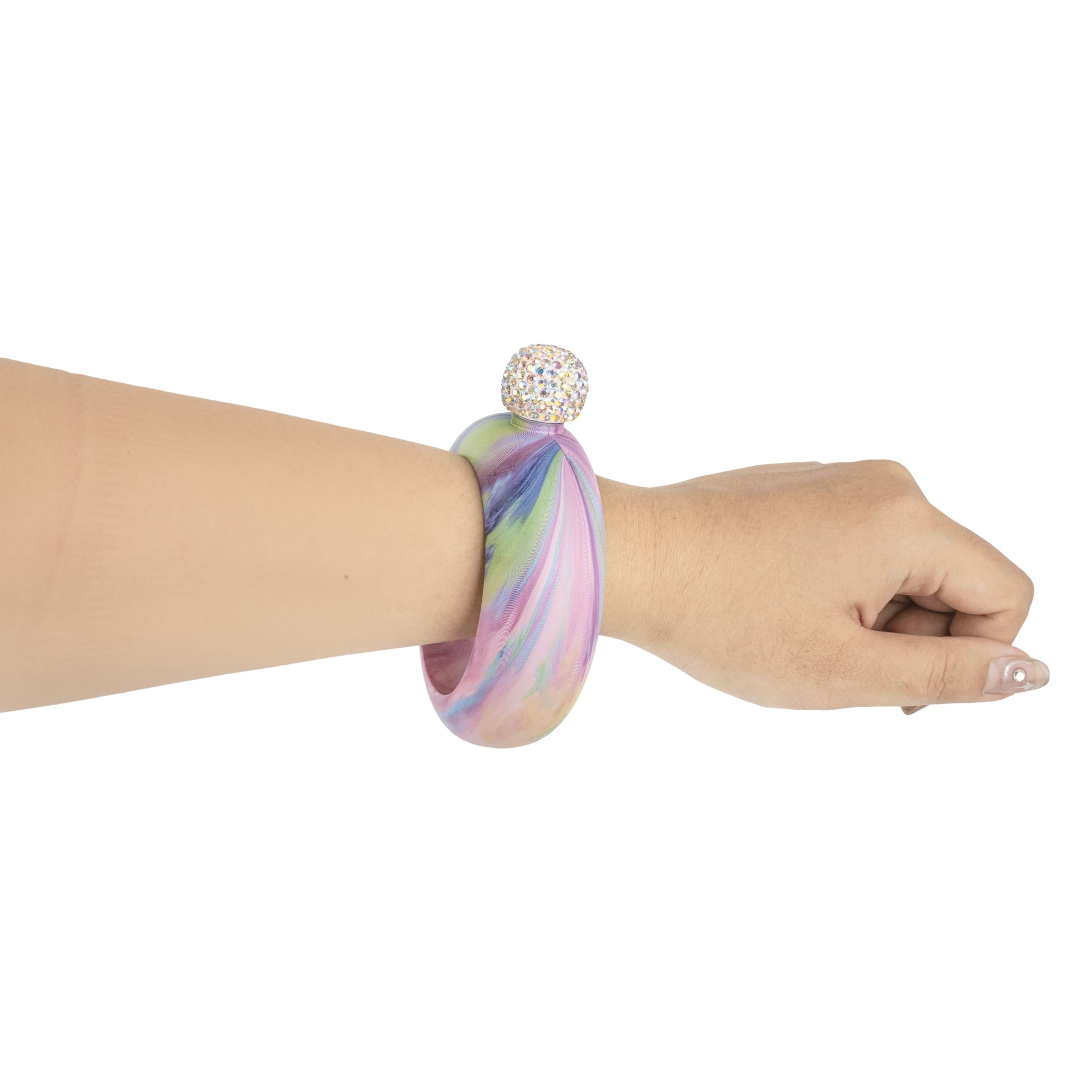 TOPTIE Fiaschetta da Polso da 3,5 Once, Bracciale Fiaschetta donna in Acciaio Inossidabile con Coperchio in Cristallo con Imbuto per Regalo