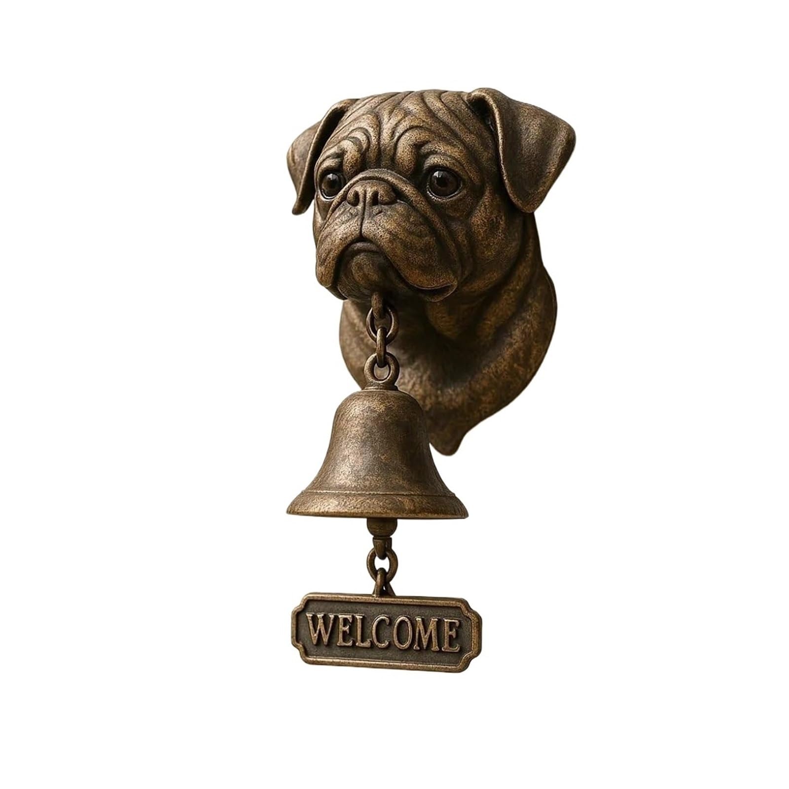 RTBVGHJIK Wall-mounted Retro Pug Decorative Doorbell Vintage Dog Welcome Door Bell Chime Puppy Head Shopkeeper For Home Office For Porch, Garden, Front Door