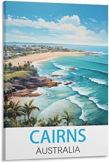 HWJUEICG Cairns Australia Vintage Travel Poster 12x18inch(30x45cm) Canvas Wall Posters And Art Picture Print Modern Family Bedroom Decor Posters