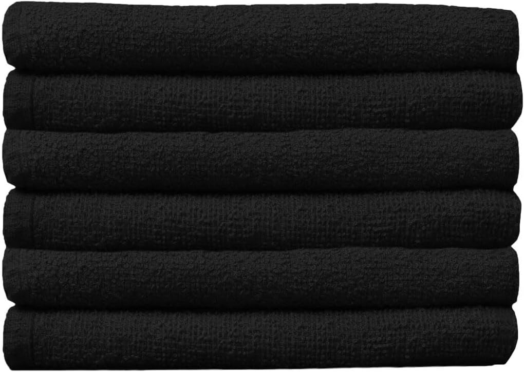Buy-Rite Bleach Resistant Salon Towels – 100% Cotton, Machine Washable, Quick-Dry & Lightweight for Salons, Spas & Barbershops, 15" x 25", 9-Pack, Black, BR-BCRTOWEL