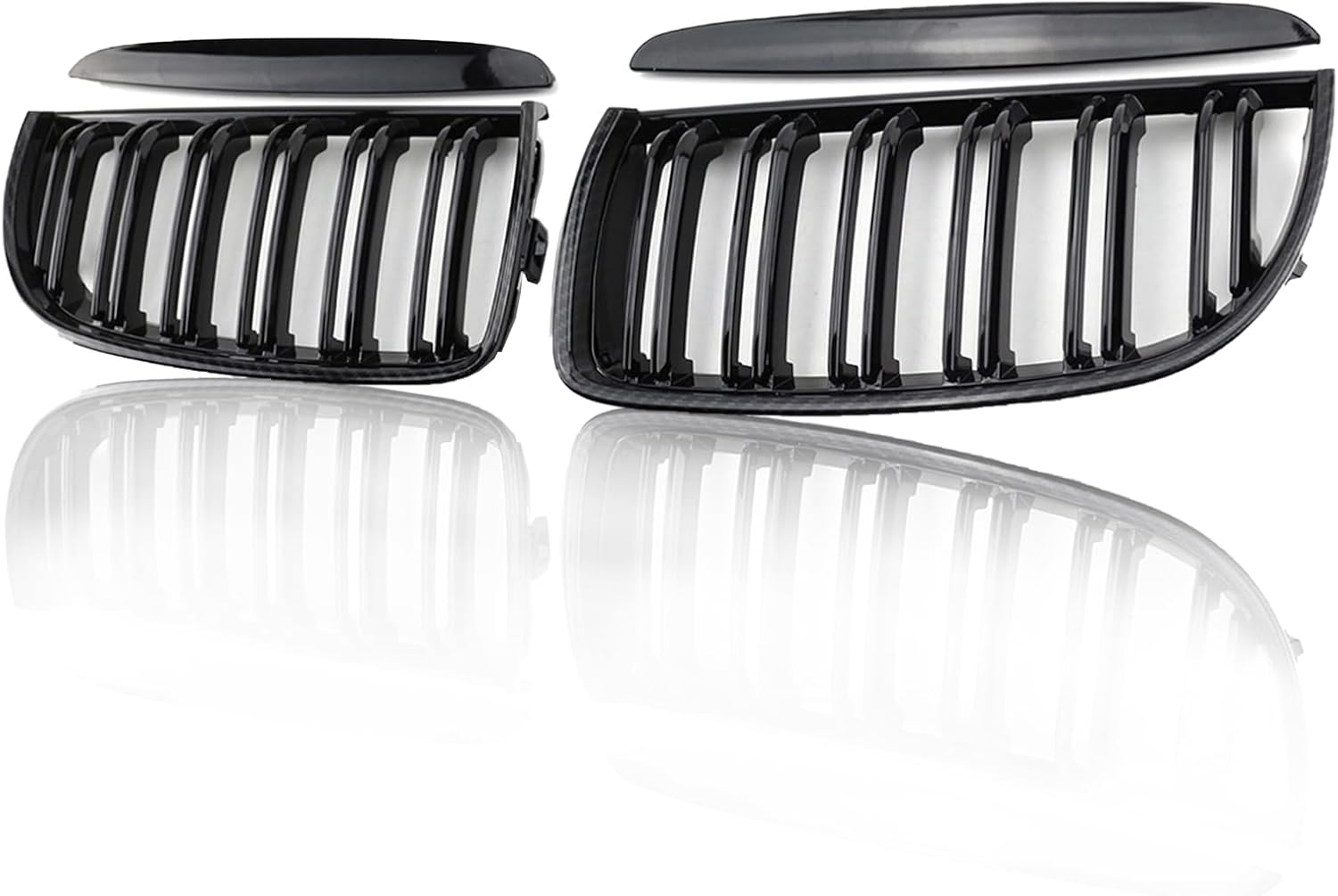 E90 Grille-Front Kidney Grille Double Slats Glossy Black Front Bumper Center Grille Fit for B-M-W 2005-2008 3-Series 323i 325i 328i 328i xDrive 330i 335i 335d 335i xDrive 51137201967,51137201968