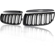 E90 Grille-Front Kidney Grille Double Slats Glossy Black Front Bumper Center Grille Fit for B-M-W 2005-2008 3-Series 323i 325i 328i 328i xDrive 330i 335i 335d 335i xDrive 51137201967,51137201968