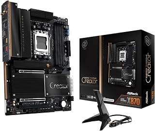 ASRock X870 Taichi Creator ATX Motherboard, AMD AM5 Ryzen 9000-7000, DDR5 8000+ (OC), Dual PCIe 5.0, USB4, 10G+5G LAN, Wi-Fi 7, 18+2+1 Phase 80A SPS
