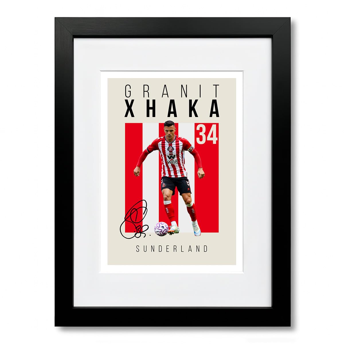 Granit Xhaka Sunderland Signed Photo Poster Print Picture Display Framed Autograph Memorabilia for Football Fans Gift Switzerland (A4 Framed & Mounted Cream)
