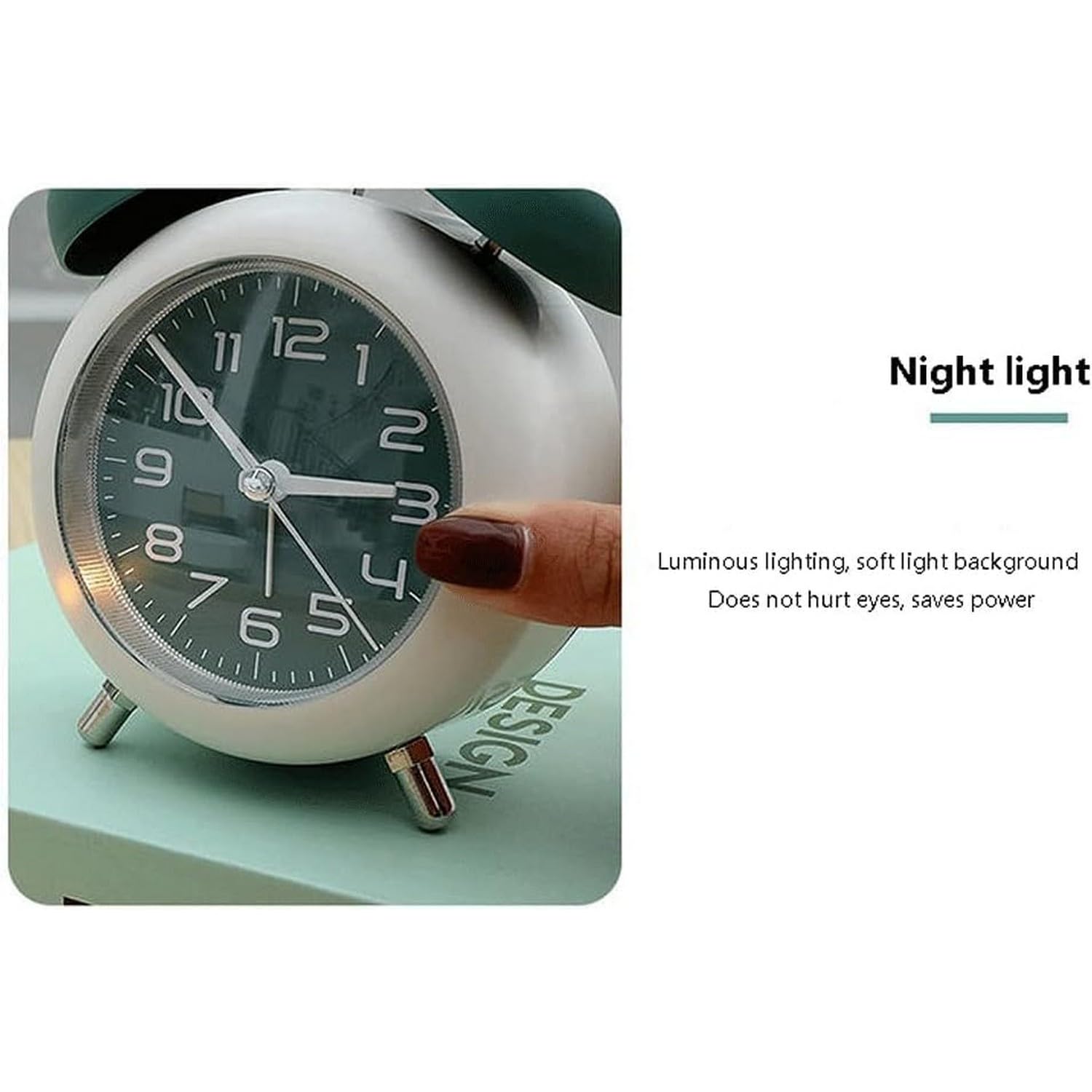 Krishna Zone Vintage Twin Bell Analogue Table Alarm Clock with Night LED Light | Ideal for Students and Kids Bedroom (Twin Bell Alarm Clock Matt Colour) 1