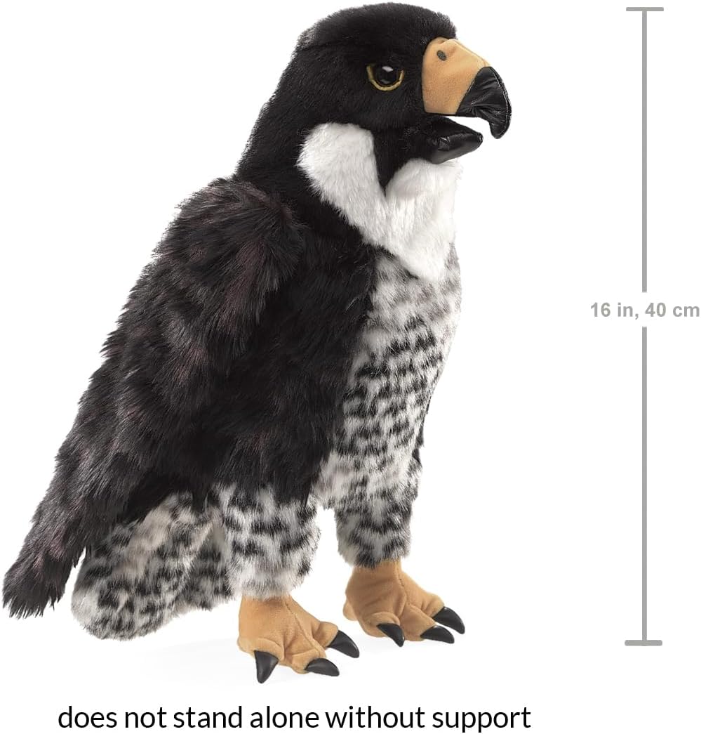 Folkmanis Peregrine Falcon Hand Puppet, Black/White/Yellow