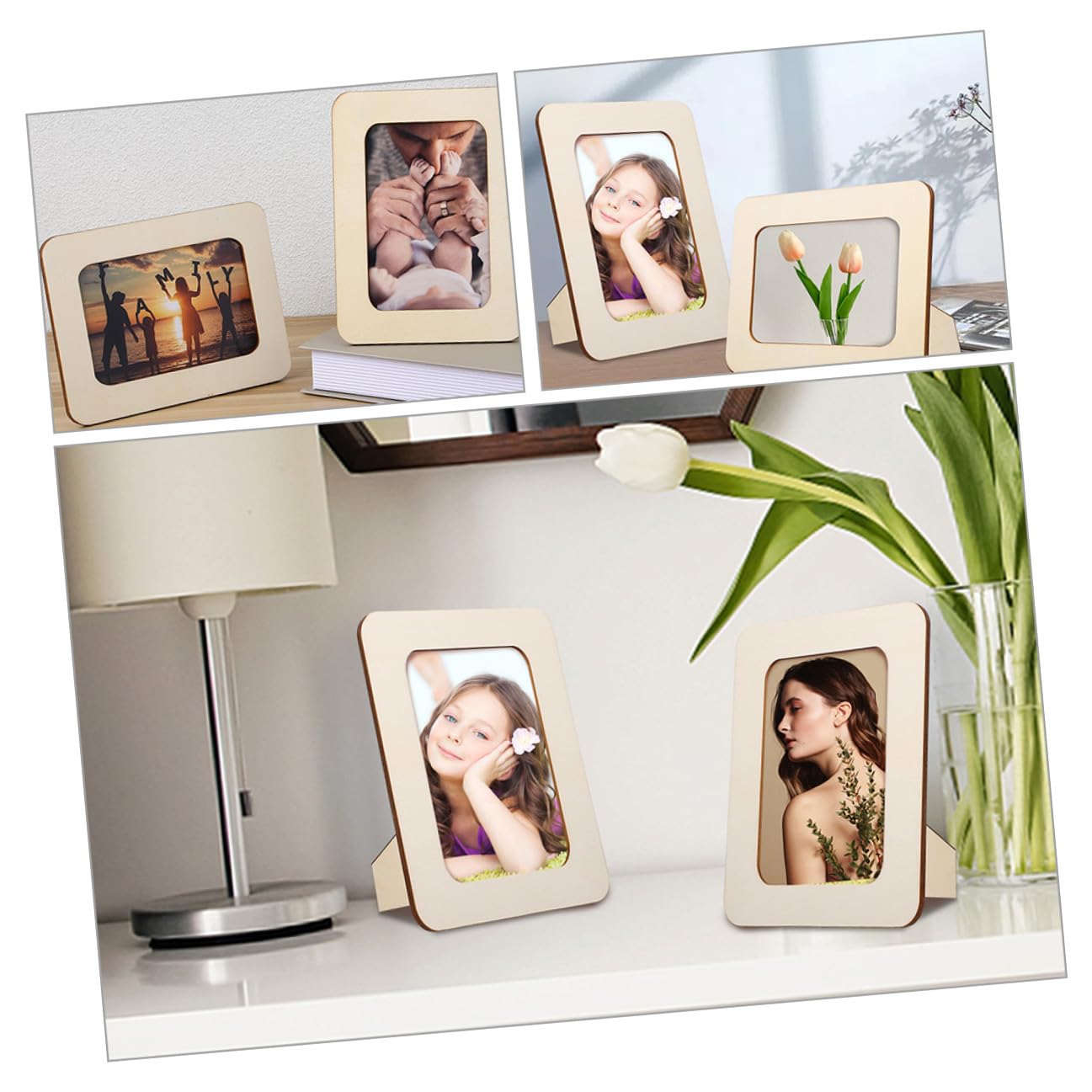 Cornice per Foto Resistente e Stabile 12 Pezzi Fai da Te in Legno Portafoto Multiplo Non Finito per Decorazioni Casa e Bagno