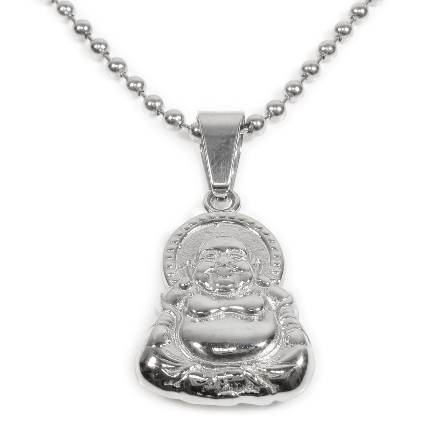 Stainless Steel Big Belly Laughing Buddha Pendant Necklace