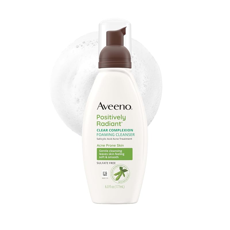 Limpador facial espumante Aveeno Positively Radiant Clear Complexion com ácido salicílico, 177 mL