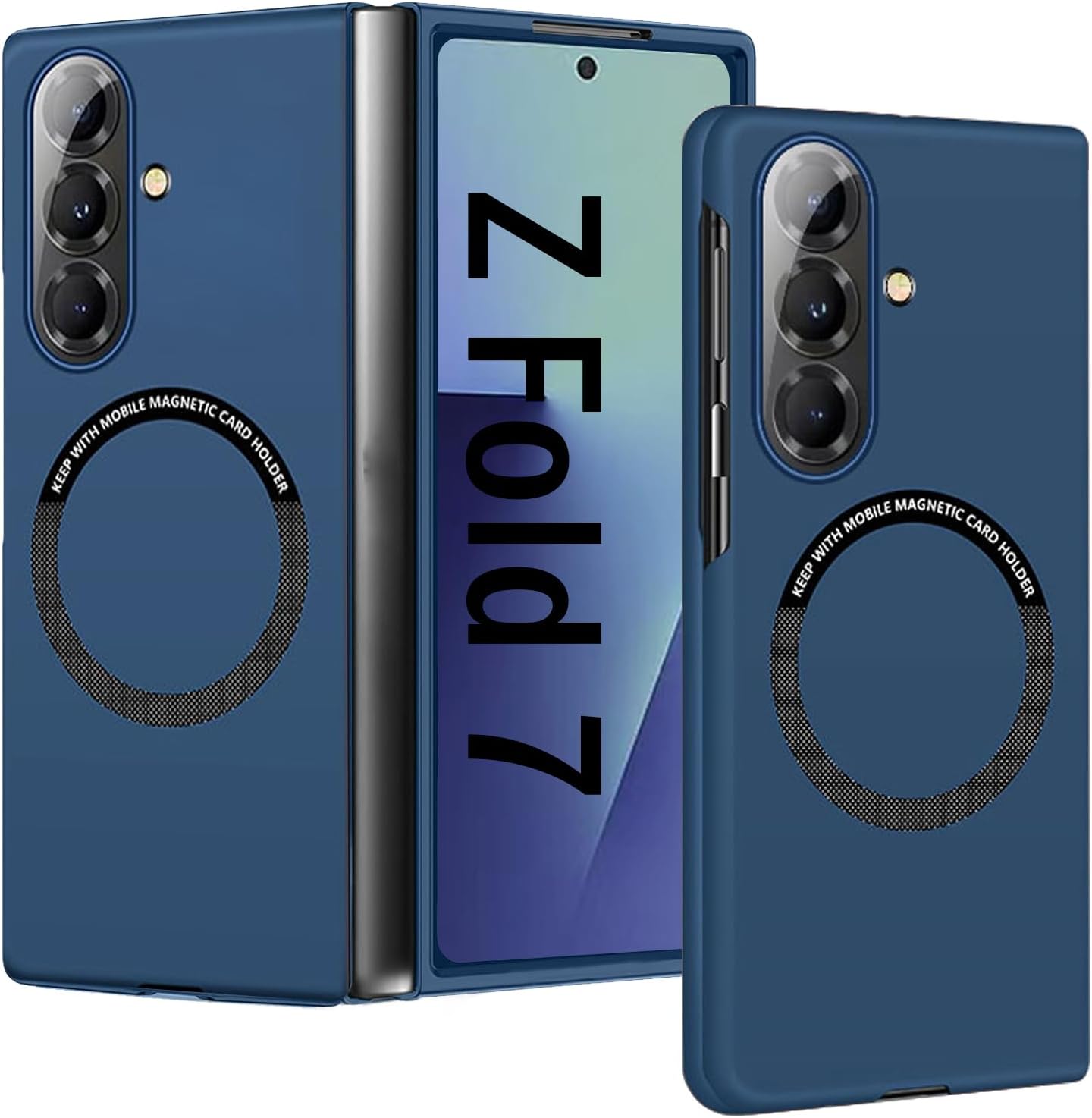Magnetic Case for Samsung Galaxy Z Fold 7 Case with Mag-Safe, Wireless Charging, Galaxy Z Fold 7 Phone Case Slim Shockproof Protective Cover for Samsung Z Fold 7 Rugged Hybrid PC Bumper Shell (Blue)