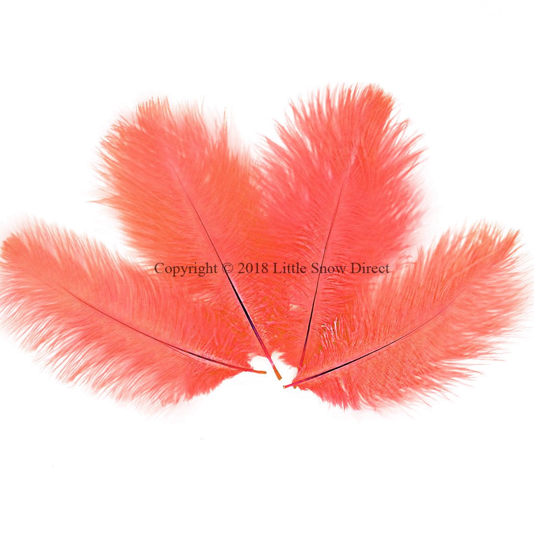 Little Snow Direct 10PCS Ostrich Feathers Plumes Fluffy 6-8 Inches Long - Coral