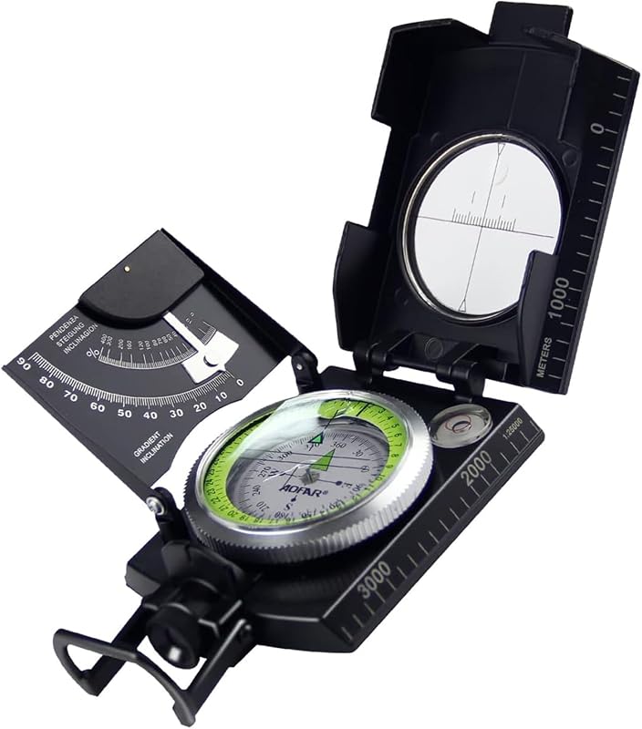AOFAR AF-4074 Brújula militar para senderismo, avistamiento lensático impermeable, duradero, inclinómetro para acampar, recuento de niños, actividades geológicas, navegación