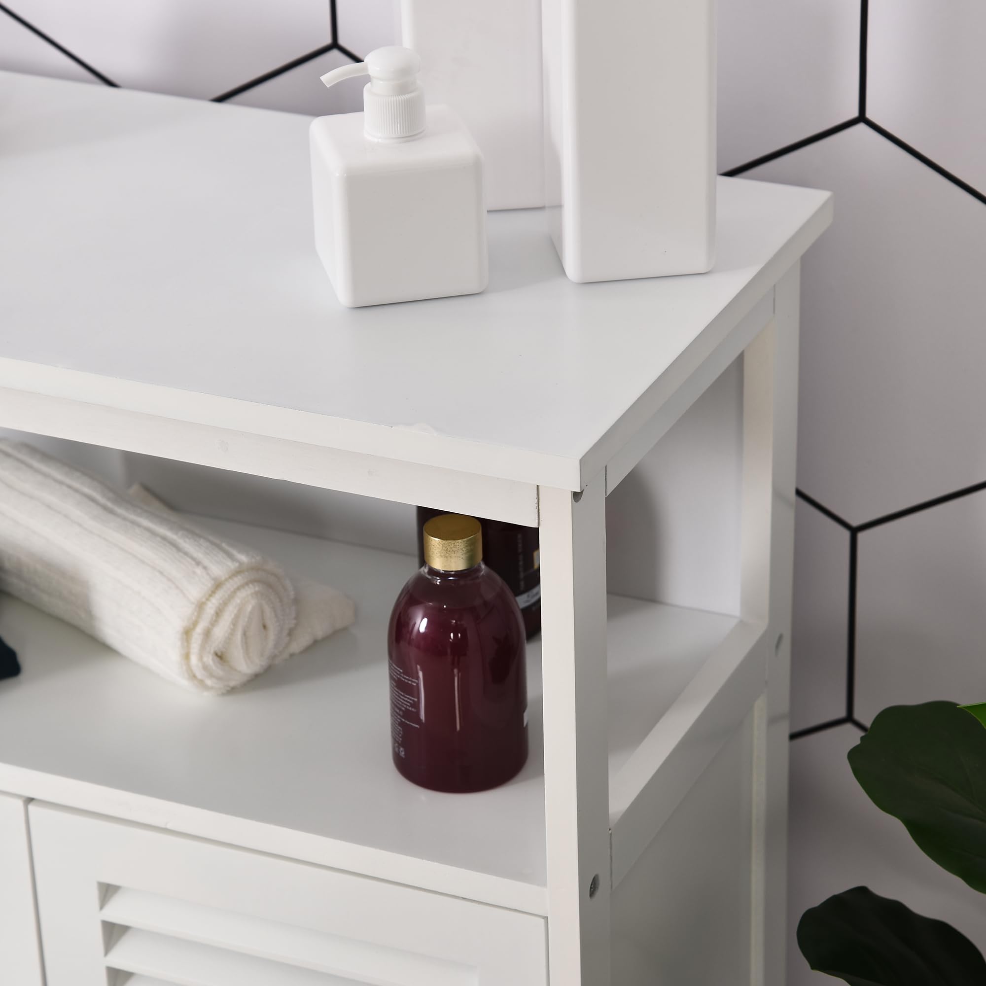 kleankin Mueble de Baño con 2 Puertas de Persianas 60x30x81,6 cm Blanco