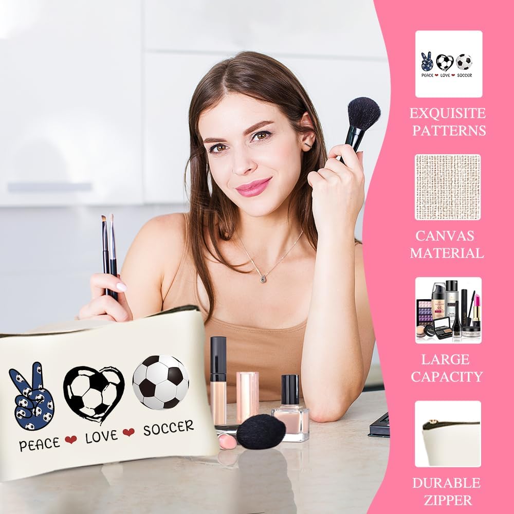 DHQH Soccer Gifts for Women, Birthday Gifts for Soccer Lover,16oz Glass Cup Set with Cosmetic Bag - Image 4