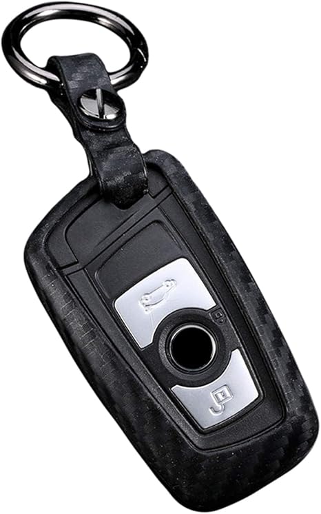 M.JVisun Zacht Silicone Koolstofvezel Patroon Autosleutel Cover Hoesje Voor BMW 1 Serie 2 3 4 5 6 7 Serie X3 X4 M2 M3 M4 M5 M6 - Zwart - Weven Sleutelhanger