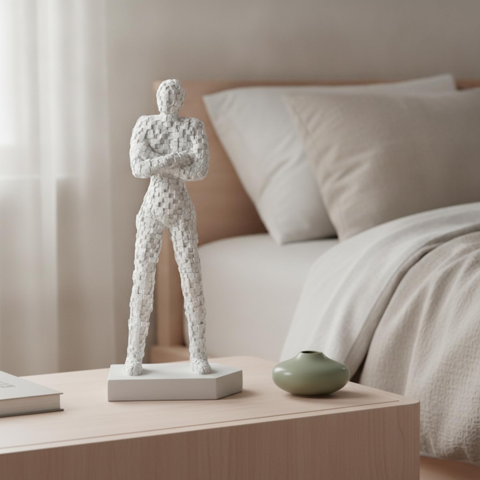 Figura Humana con Base Artística Escultura Resina Figura Resina para Oficina, Negro, Moderno Y Minimalista