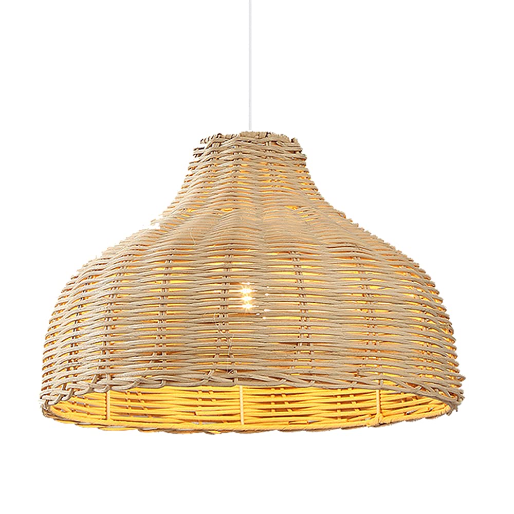HXYSXHJUO Modern Style Rattan Basket Chandelier Pendant Light with Bamboo Wicker Lampshade Nordic Design for Home Living Room Bar Restaurant Teahouse E27/E26 Base Hollow Lamp Fixtures