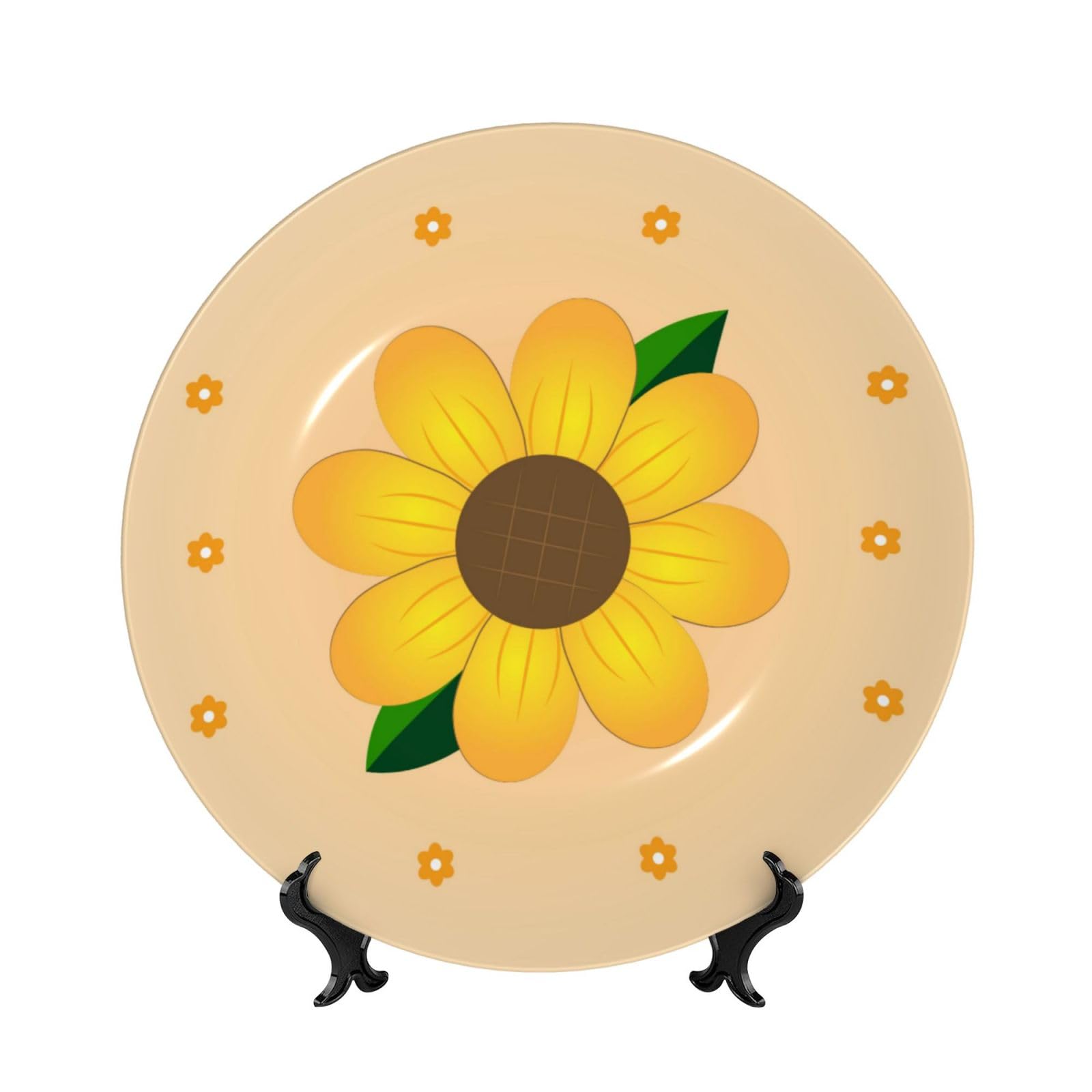 SXZVVBN Golden Sunflower Bone China Decorative Plate Art with Stand Removable Adhesive Hanging for Home Office 6in（15cm）