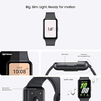 Samsung Galaxy Fit3, Smart Watch, Fitness Tracker, Health Monitoring, Black, (UK Version)