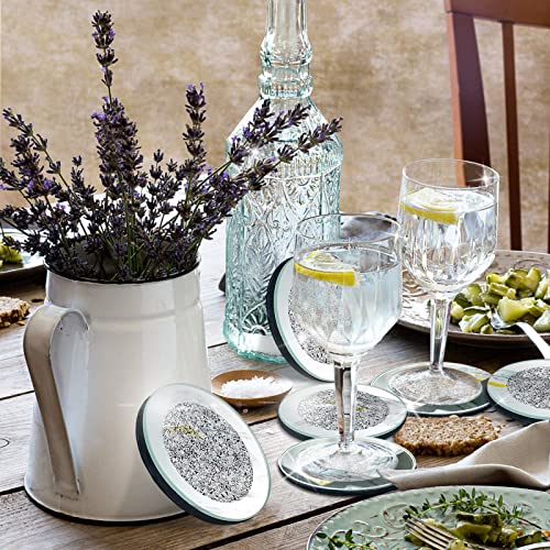 Glitter Glass Mirrored Coasters For Drink, Sets Of 6 Decorative Glass Plates Drink Coasters With Holder, Dilibra Great Gift For Birthday Housewarming Bar Home Decor - Suitable For Kinds Of Cups #TOP5
