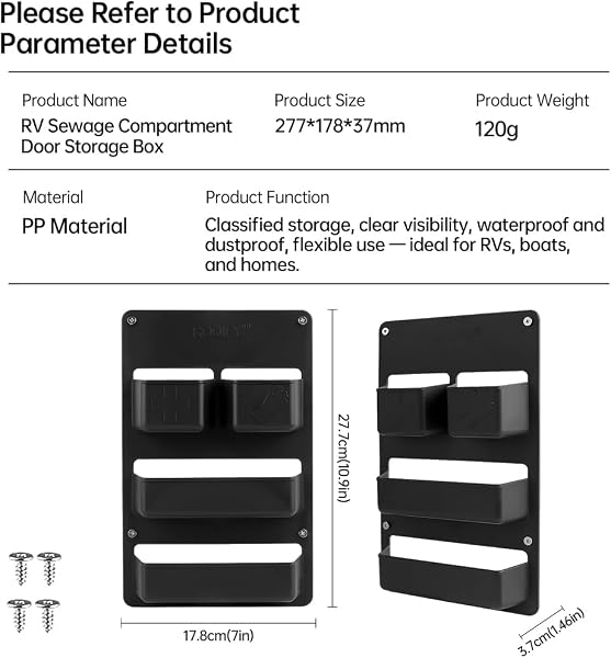 Boîte de rangement de porte à fermeture éclair, étagère de séparation en polypropylène pour maison, caravane, van, réservoir à déchets, compatible avec les toilettes à cassette Thetford - 5