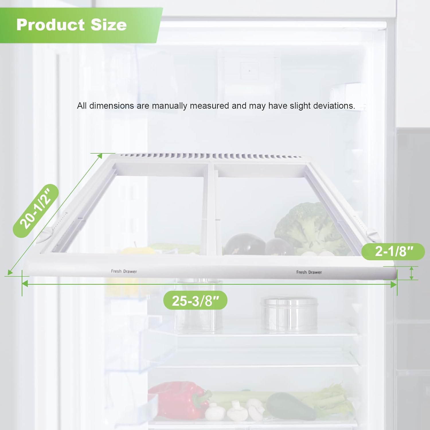 240364790 Refrigerator Crisper Shelf Frame Compatible with Frigidaire Refrigerator, Crisper Pan Cover Replaces AP4393266 240364718 240364767 AH2361226 Refrigerator Drawer Cover(No Glass)