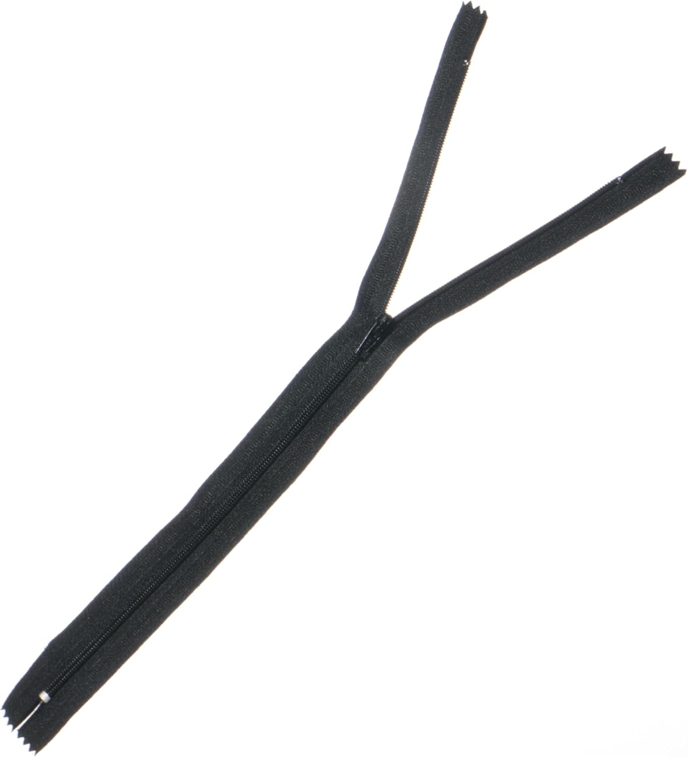 Trimz (20inch Black one way end stop zip with 4mm teeth 10Pcs, 50cm=19.68, 10 Pack