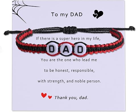 Fathers Day Birthday Christmas Dad Mom Brother Sister Bracelet Adjustable Handmade String Bracelet Gifts Adjustable size - suitable for 14cm-20cm wrist length