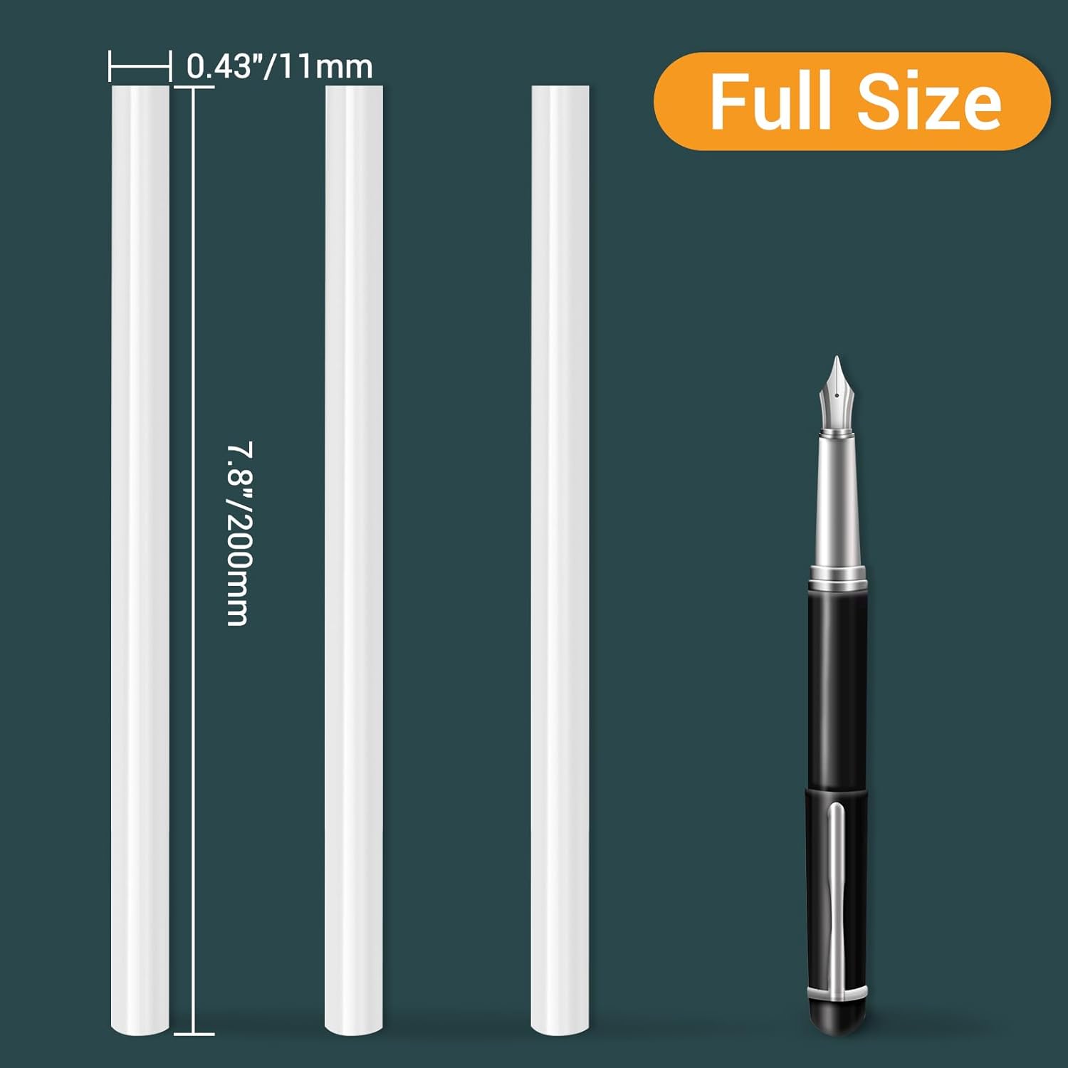 Manarty White Glue Sticks, 48PCS 0.43"Dia x 8" Long Full Size Hot Glue Melt Wax Sticks, Glue Sticks for Metal Wood Glass DIY Art Craft School Projects Repairing Party Festival Home Decoration