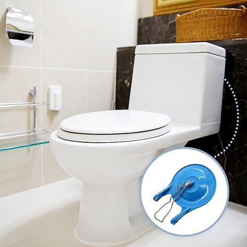 Miniatura 8 de Juego de 5 piezas de repuesto de aleta de inodoro de goma de 3 pulgadas, tapón de repuesto para inodoro de ahorro de agua con cadena de acero