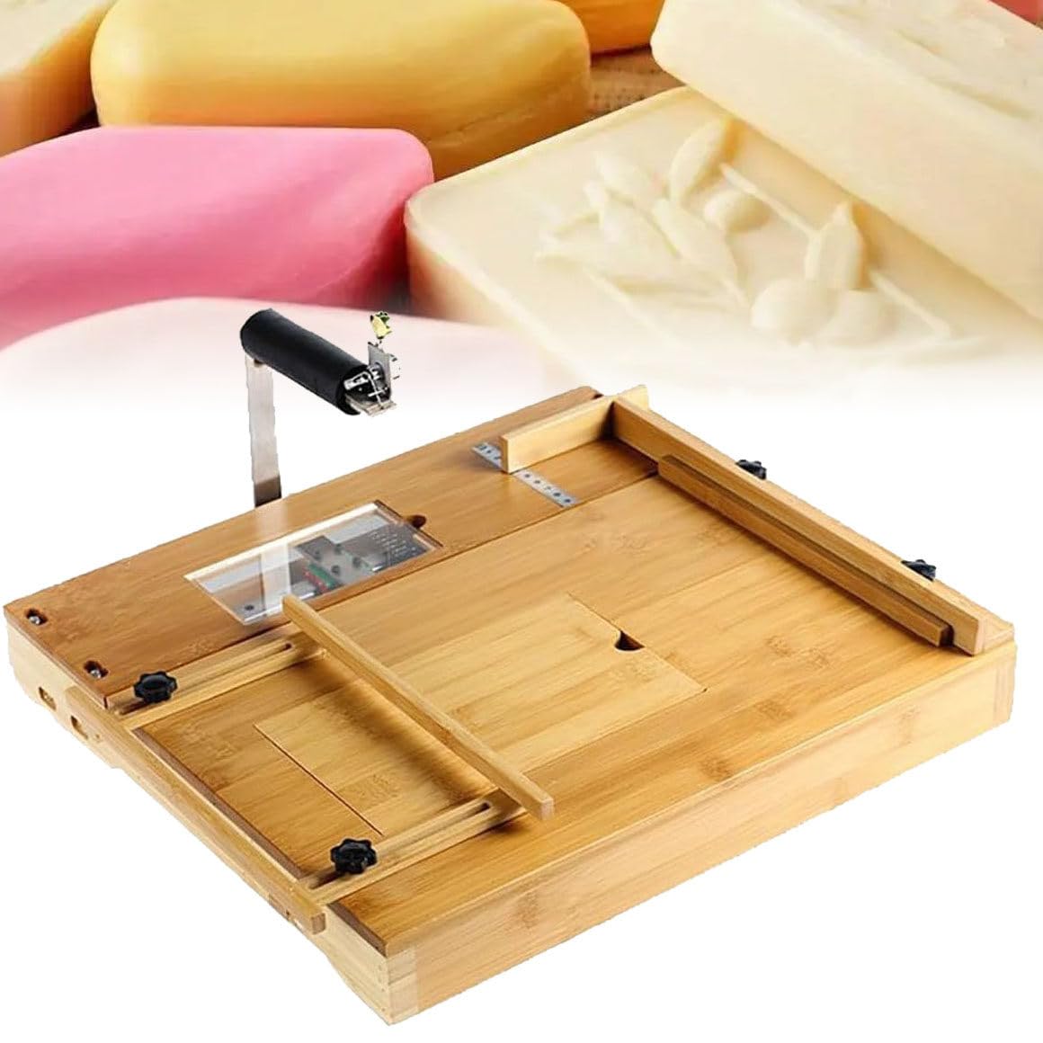 AYCDL Soap Cutter Machine, Soap Loaf Cutter Mold, Wire Slicer Cutting Tool with Size Scale, Hidden Storage Box, for Handmade Soap Loaf Cheese Butter