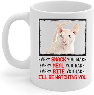 Lovesout Every Snack You Make Every Meal You Bake Cream Cornish Rex Cat Coffee Mug White Ceramic 11oz