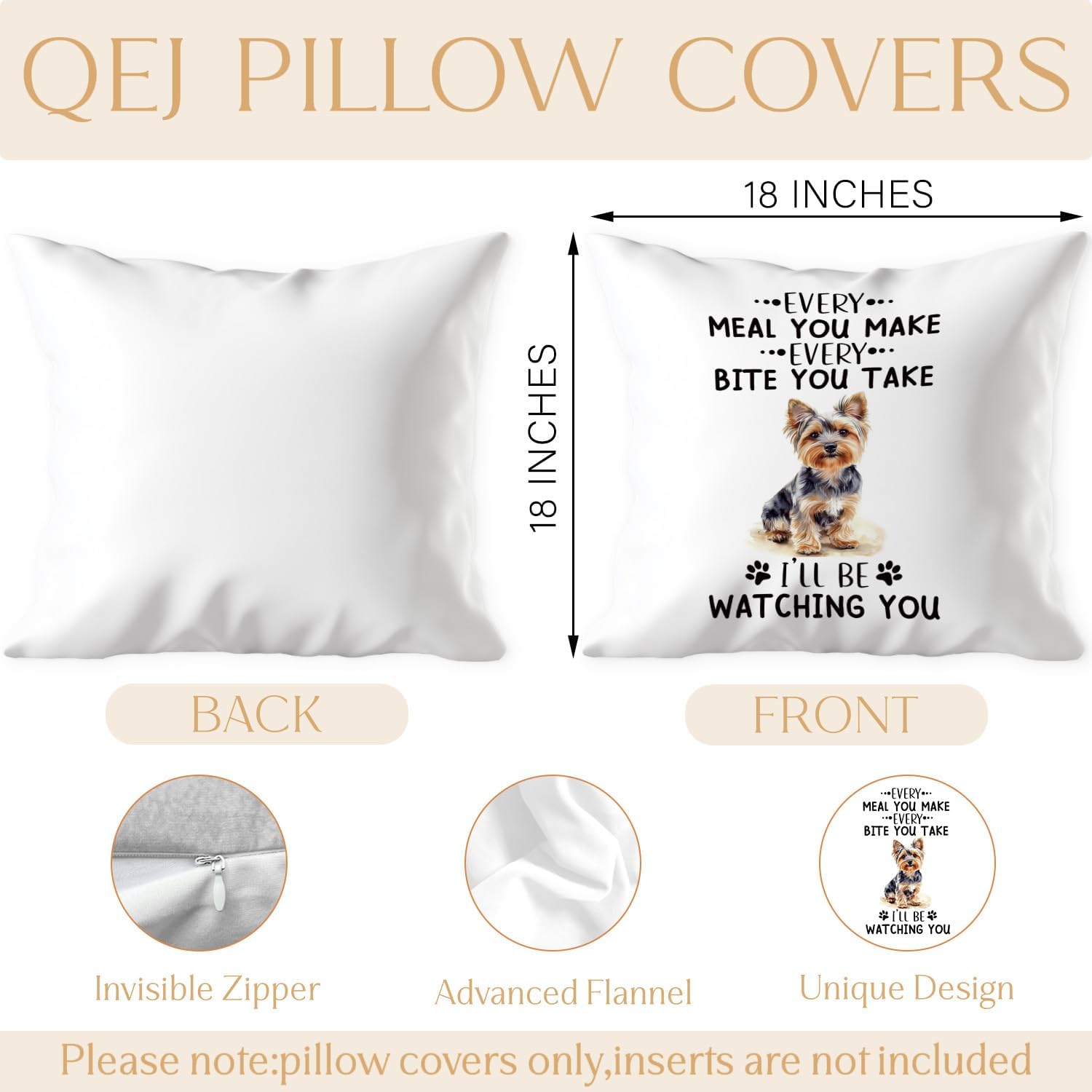 Funny Yorkie Dog Pillow Cover 18x18, Yorkie Gifts for Women Men Dog Lovers, Every Meal You Make Decorative Throw Pillow Cover for Home Bedroom Living Room, Set of 2 image 2