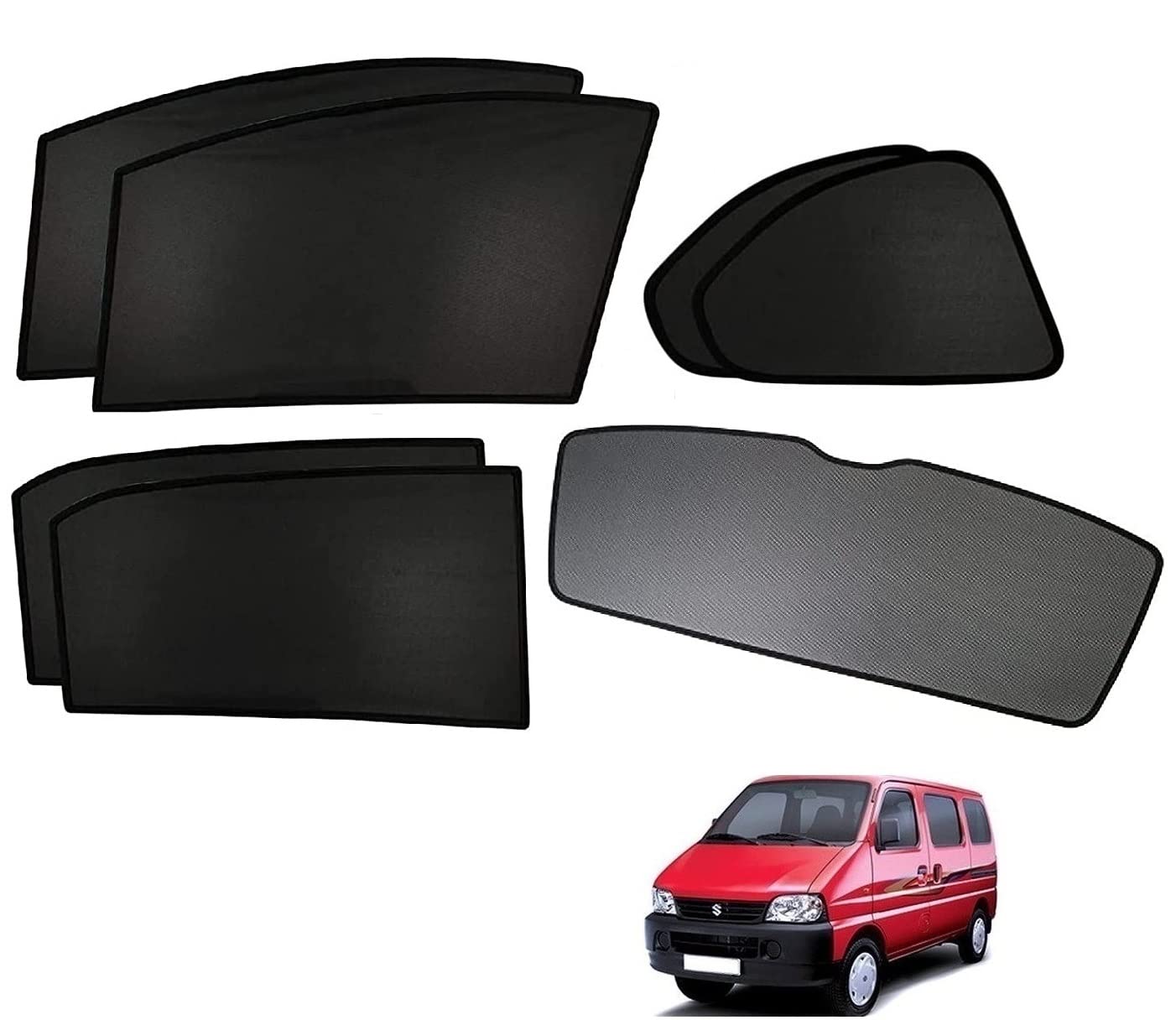 Kozdiko Car Window Custom Fit Sun Shades Fix with Dicky Non Magnetic Curtains Mesh Compatible for Maruti Suzuki Eeco-image-30