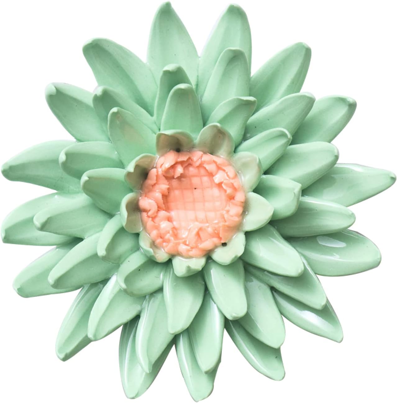 Handcrafted Ceramic Flowers Green Chrysanthemum Artificial Sculpture Home Hanging 3D Wall Art Decor Decoration 9cm