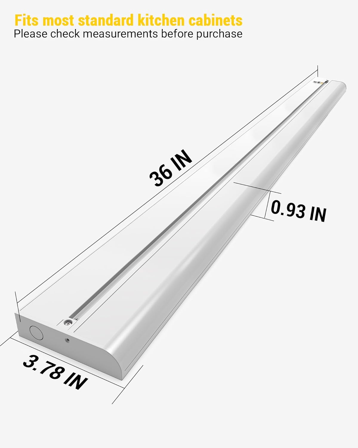 36 Inch LED Under Cabinet Lighting, Hardwired & Plug in, Linkable, Dimmable, 3CCT Selectable Kitchen Cabinet Light, CRI93