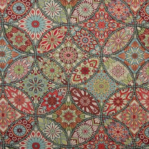 Kt KILOtela - Polsterstoff, Jacquard Gobelin, Stuhlbezug, Kissen, Kopfteil, Sofa, Taschen, verschleißfest, Nähen, 100 cm Länge x 280 cm Breite, Vitral, mehrfarbig - 1 Meter