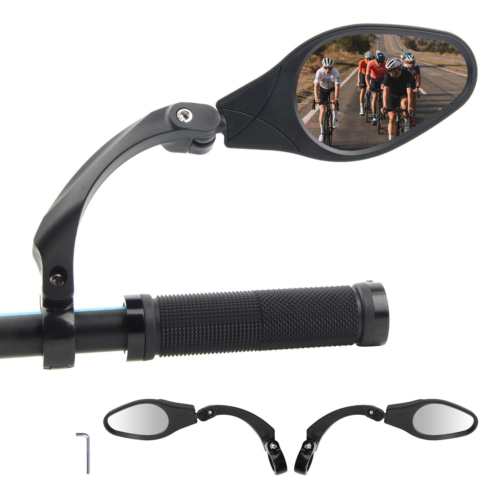 Specchietto per Bicicletta da Manubrio Lente In Acciaio Inossidabile con Specchio Resistente Alle Esplosioni, Regolabile a 360° Specchietto Retrovisore per Bicicletta Accessori,1Pair
