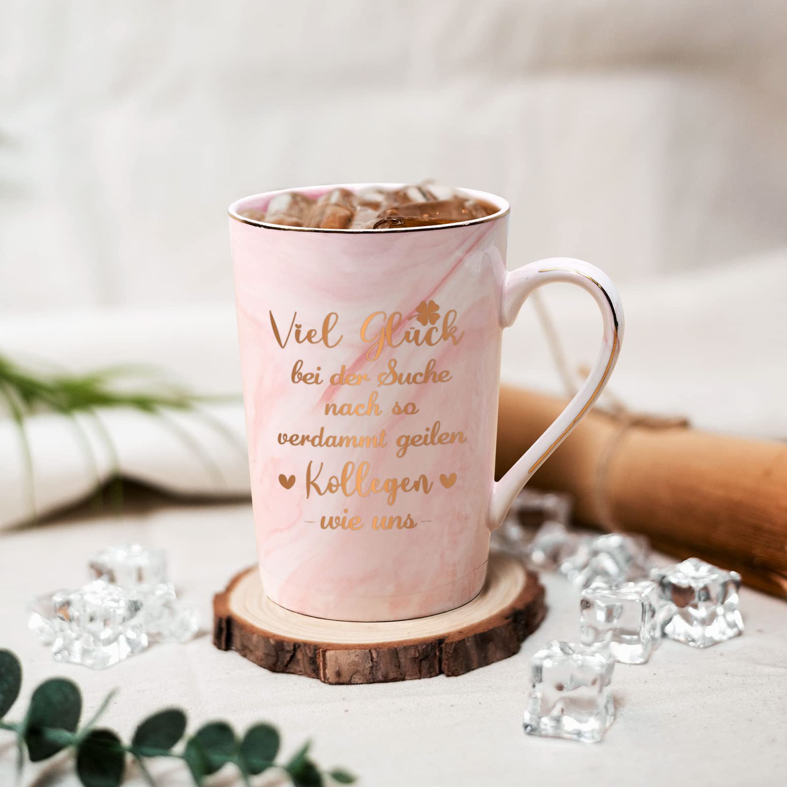 Tazza Addio Collega 'Buona Fortuna Nella Ricerca', 400 Ml, Rosa, Regalo Di Separazione Lavoro - 5