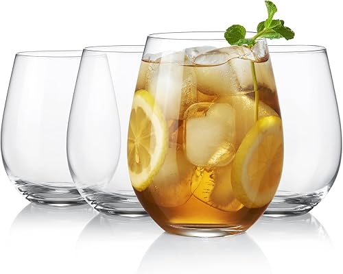 KING CRYSTAL Copas de vino de cristal sin tallo, vasos de 19 onzas, juego de 4 vasos para beber, vasos de conducción, aptos para lavavajillas