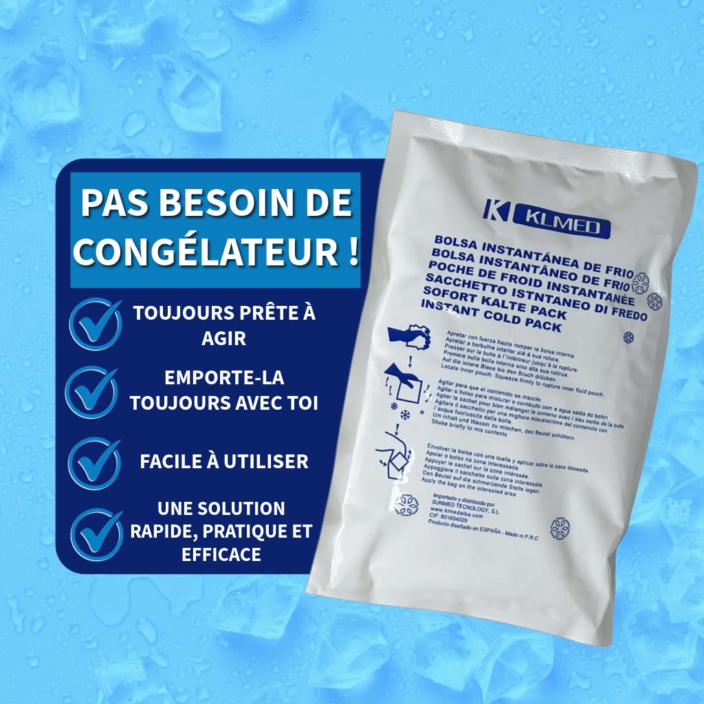 Lot de 24 Froid Instantané à Usage Unique Sachet - Taille 14x21 cm - Compresses Froides Jetables à Usage Externe - Coussin de Refroidissement - Coussinets Rafraîchissants