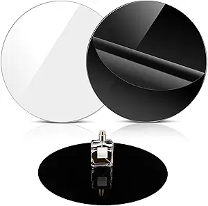 2 Pieces 12 Inch Reflective Display Table Riser for Photography - Black and White Backgrounds