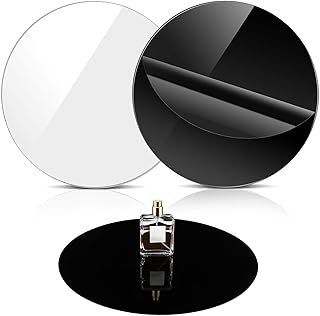 2 Pieces 12 Inch Reflective Display Table Riser Professional Product Photography Black and White Background Display for Product Table Top Photography Shooting